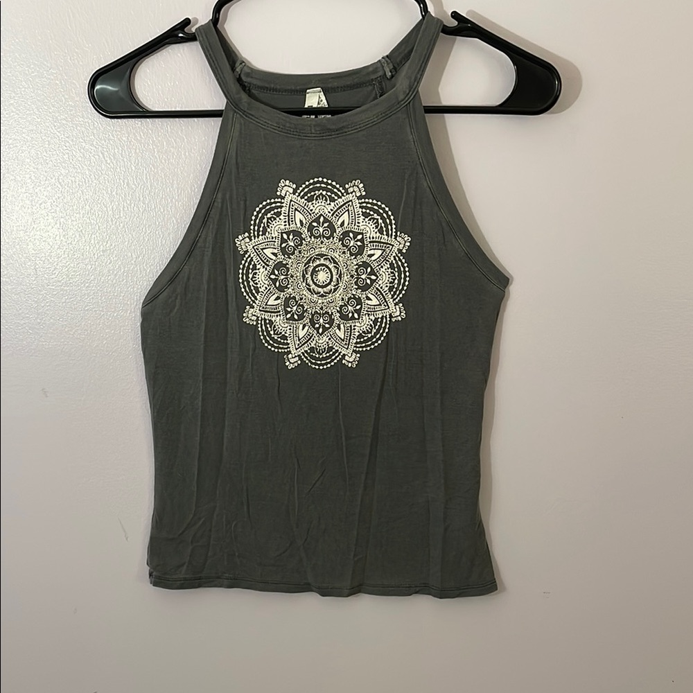 Mudd Gray Graphic Crop Tank Top